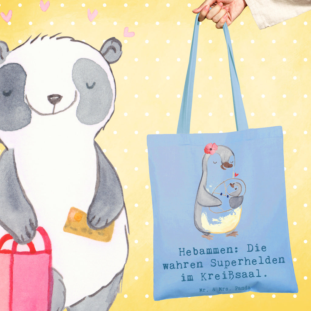 Tote bag Hebammen: Die wahren Superhelden im Kreißsaal. Laptoptasche, Jutetasche, Beuteltasche, Schultertasche, Tasche, Stoffbeutel, Badetasche, Strandtasche, Stofftasche, Tragetasche, Einkaufstüte, Beutel, Einkaufstasche, Jutebeutel, Shopper, Umhängetasche, Beruf, Ausbildung, Jubiläum, Abschied, Rente, Kollege, Kollegin, Geschenk, Schenken, Arbeitskollege, Mitarbeiter, Firma, Danke, Dankeschön