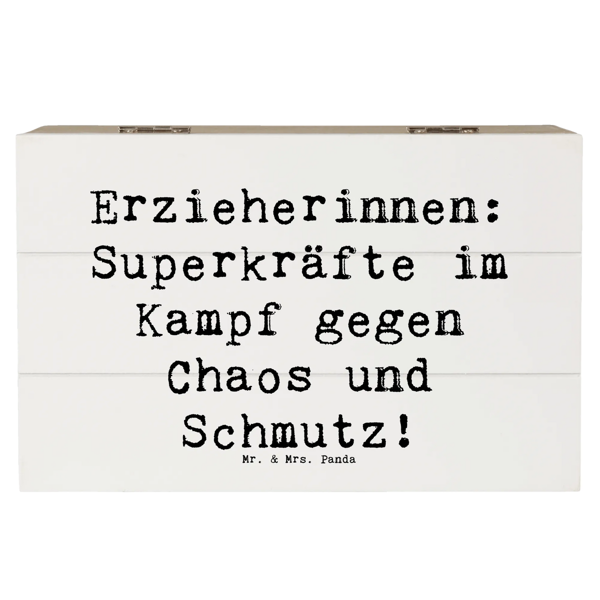 Wooden chest Saying Erzieherinnen: Superkräfte im Kampf gegen Chaos und Schmutz! promotion, best, gift idea, gift, farewell gift, job start, passing exam, sayings, anniversary, profession, retirement
