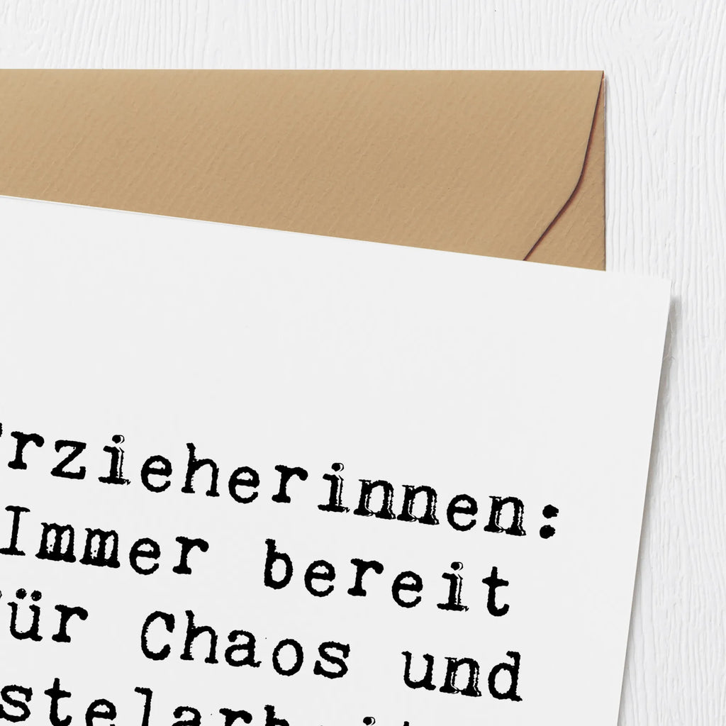 Deluxe Card Saying Erzieherinnen: Immer bereit für Chaos und Bastelarbeiten! Grußkarte, Einladungskarte, Klappkarte, Geburtstagskarte, Karte, Hochwertige Grußkarte, Glückwunschkarte, Hochwertige Klappkarte, Hochzeitskarte, Beruf, Ausbildung, Jubiläum, Abschied, Rente, Kollege, Kollegin, Geschenk, Schenken, Arbeitskollege, Mitarbeiter, Firma, Danke, Dankeschön