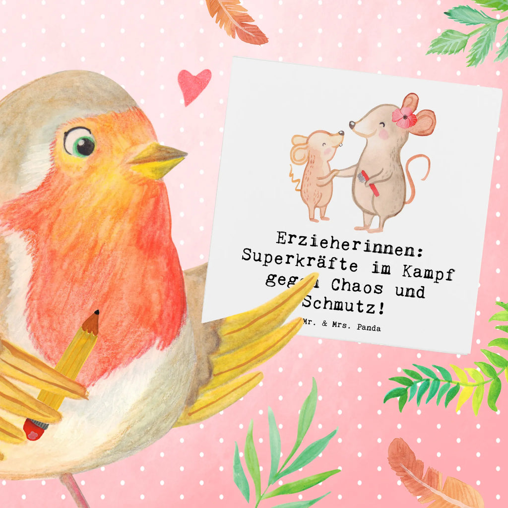 Deluxe Card Erzieherinnen: Superkräfte im Kampf gegen Chaos und Schmutz! Klappkarte, Hochwertige Klappkarte, Hochwertige Grußkarte, Geburtstagskarte, Hochzeitskarte, Glückwunschkarte, Karte, Grußkarte, Einladungskarte, Beruf, Ausbildung, Jubiläum, Abschied, Rente, Kollege, Kollegin, Geschenk, Schenken, Arbeitskollege, Mitarbeiter, Firma, Danke, Dankeschön