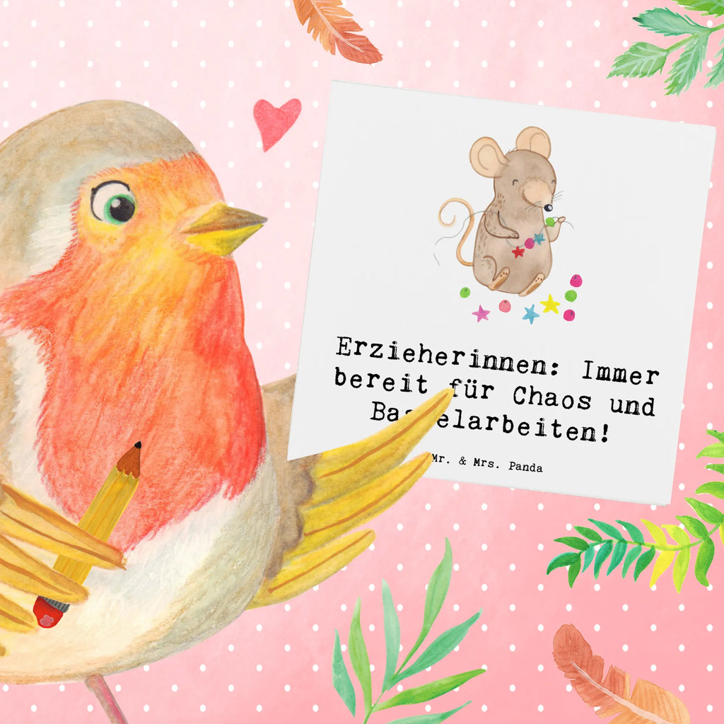 Deluxe Card Erzieherinnen: Immer bereit für Chaos und Bastelarbeiten! Hochwertige Grußkarte, Klappkarte, Glückwunschkarte, Hochzeitskarte, Grußkarte, Hochwertige Klappkarte, Geburtstagskarte, Karte, Einladungskarte, Beruf, Ausbildung, Jubiläum, Abschied, Rente, Kollege, Kollegin, Geschenk, Schenken, Arbeitskollege, Mitarbeiter, Firma, Danke, Dankeschön