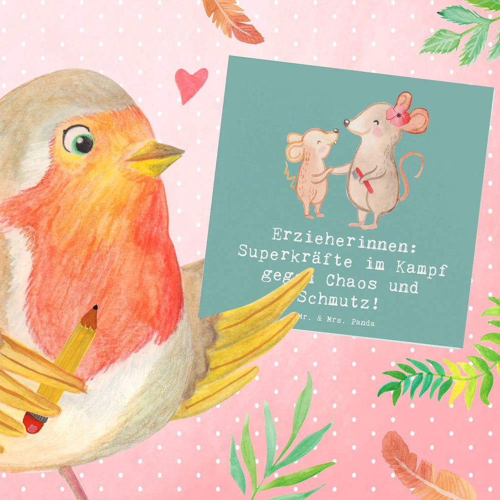 Deluxe Card Erzieherinnen: Superkräfte im Kampf gegen Chaos und Schmutz! Klappkarte, Hochwertige Klappkarte, Hochwertige Grußkarte, Geburtstagskarte, Hochzeitskarte, Glückwunschkarte, Karte, Grußkarte, Einladungskarte, Beruf, Ausbildung, Jubiläum, Abschied, Rente, Kollege, Kollegin, Geschenk, Schenken, Arbeitskollege, Mitarbeiter, Firma, Danke, Dankeschön