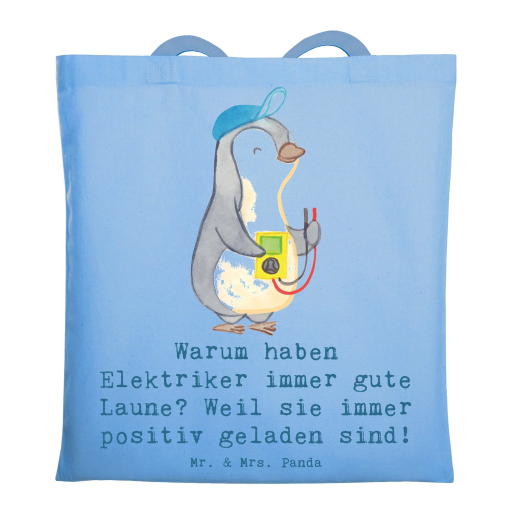 Tote bag Warum haben Elektriker immer gute Laune? Weil sie immer positiv geladen sind! Laptoptasche, Einkaufstasche, Tragetasche, Beuteltasche, Tasche, Beutel, Jutetasche, Stoffbeutel, Schultertasche, Shopper, Strandtasche, Badetasche, Umhängetasche, Jutebeutel, Stofftasche, Einkaufstüte, Beruf, Ausbildung, Jubiläum, Abschied, Rente, Kollege, Kollegin, Geschenk, Schenken, Arbeitskollege, Mitarbeiter, Firma, Danke, Dankeschön