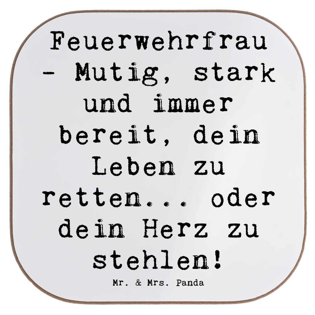 Square coaster Saying Feuerwehrfrau - Mutig, stark und immer bereit, dein Leben zu retten... oder dein Herz zu stehlen! Glasuntersetzer, Untersetzer Design, Untersetzer, Bierdeckel, Korkuntersetzer, Holzuntersetzer, Getränkeuntersetzer, Tassen Untersetzer, Untersetzer für Gläser, Untersetzer Holz, Untersetzer aus Holz, Untersetzer Gläser, Beruf, Ausbildung, Jubiläum, Abschied, Rente, Kollege, Kollegin, Geschenk, Schenken, Arbeitskollege, Mitarbeiter, Firma, Danke, Dankeschön