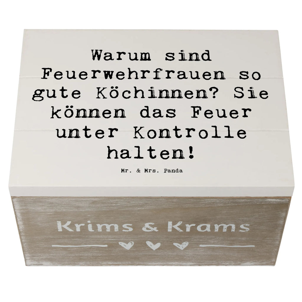 Wooden chest Saying Warum sind Feuerwehrfrauen so gute Köchinnen? Sie können das Feuer unter Kontrolle halten! Geschenkdose, Schatzkiste, Holzkiste, Dekokiste, Truhe, Aufbewahrungsbox, XXL, Erinnerungsbox, Geschenkbox, Schatulle, Erinnerungskiste, Kiste, Beruf, Ausbildung, Jubiläum, Abschied, Rente, Kollege, Kollegin, Geschenk, Schenken, Arbeitskollege, Mitarbeiter, Firma, Danke, Dankeschön