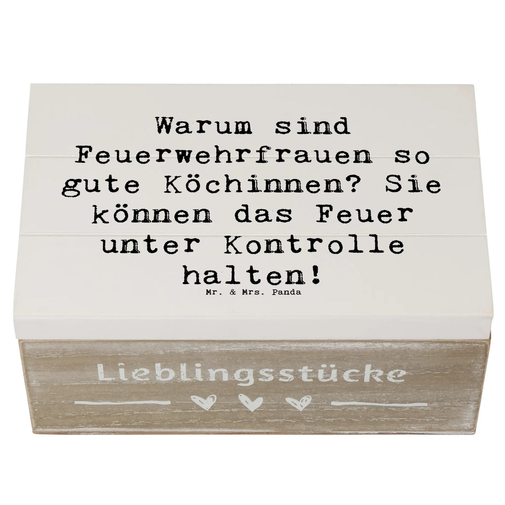 Wooden chest Saying Warum sind Feuerwehrfrauen so gute Köchinnen? Sie können das Feuer unter Kontrolle halten! Geschenkdose, Schatzkiste, Holzkiste, Dekokiste, Truhe, Aufbewahrungsbox, XXL, Erinnerungsbox, Geschenkbox, Schatulle, Erinnerungskiste, Kiste, Beruf, Ausbildung, Jubiläum, Abschied, Rente, Kollege, Kollegin, Geschenk, Schenken, Arbeitskollege, Mitarbeiter, Firma, Danke, Dankeschön