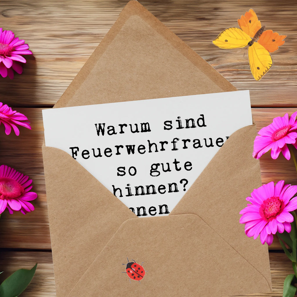 Deluxe Card Saying Warum sind Feuerwehrfrauen so gute Köchinnen? Sie können das Feuer unter Kontrolle halten! Geburtstagskarte, Hochwertige Grußkarte, Klappkarte, Karte, Hochwertige Klappkarte, Hochzeitskarte, Glückwunschkarte, Grußkarte, Einladungskarte, Beruf, Ausbildung, Jubiläum, Abschied, Rente, Kollege, Kollegin, Geschenk, Schenken, Arbeitskollege, Mitarbeiter, Firma, Danke, Dankeschön