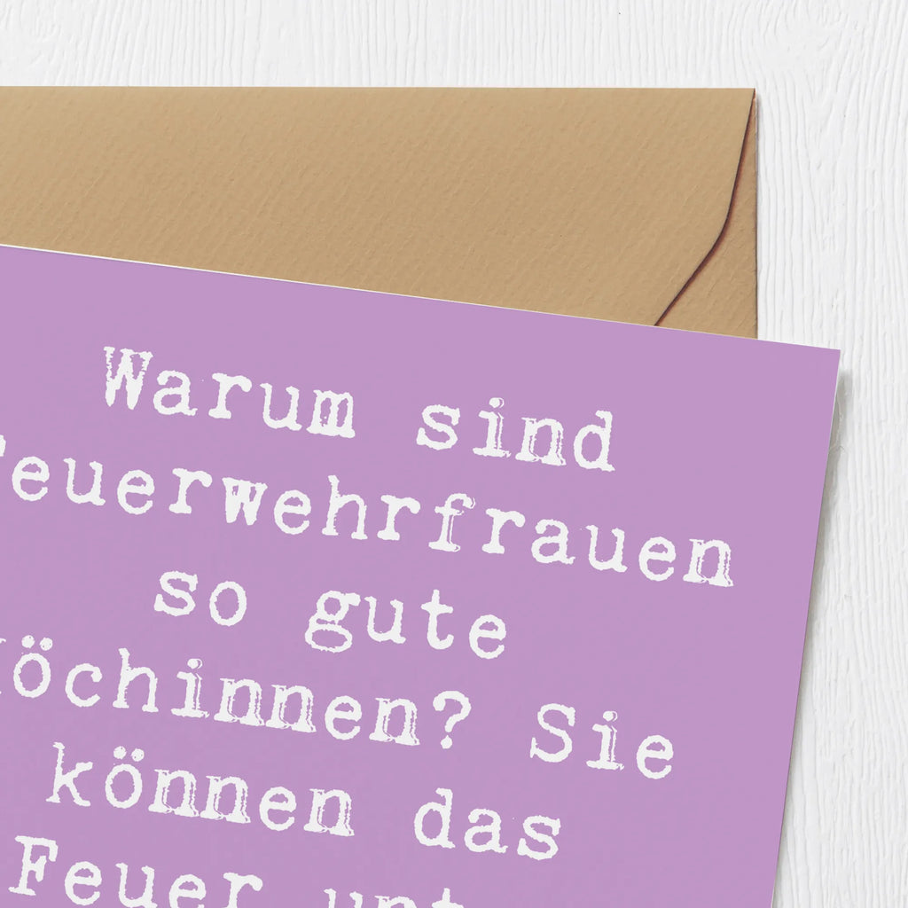 Deluxe Card Saying Warum sind Feuerwehrfrauen so gute Köchinnen? Sie können das Feuer unter Kontrolle halten! Geburtstagskarte, Hochwertige Grußkarte, Klappkarte, Karte, Hochwertige Klappkarte, Hochzeitskarte, Glückwunschkarte, Grußkarte, Einladungskarte, Beruf, Ausbildung, Jubiläum, Abschied, Rente, Kollege, Kollegin, Geschenk, Schenken, Arbeitskollege, Mitarbeiter, Firma, Danke, Dankeschön