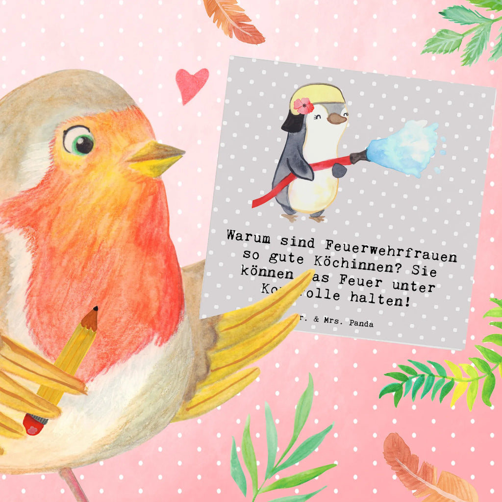 Deluxe Card Warum sind Feuerwehrfrauen so gute Köchinnen? Sie können das Feuer unter Kontrolle halten! Glückwunschkarte, Hochzeitskarte, Hochwertige Grußkarte, Karte, Grußkarte, Einladungskarte, Klappkarte, Hochwertige Klappkarte, Geburtstagskarte, Beruf, Ausbildung, Jubiläum, Abschied, Rente, Kollege, Kollegin, Geschenk, Schenken, Arbeitskollege, Mitarbeiter, Firma, Danke, Dankeschön