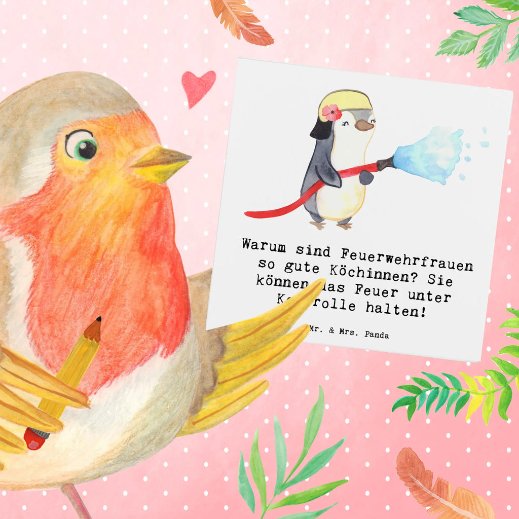 Deluxe Card Warum sind Feuerwehrfrauen so gute Köchinnen? Sie können das Feuer unter Kontrolle halten! Glückwunschkarte, Hochzeitskarte, Hochwertige Grußkarte, Karte, Grußkarte, Einladungskarte, Klappkarte, Hochwertige Klappkarte, Geburtstagskarte, Beruf, Ausbildung, Jubiläum, Abschied, Rente, Kollege, Kollegin, Geschenk, Schenken, Arbeitskollege, Mitarbeiter, Firma, Danke, Dankeschön