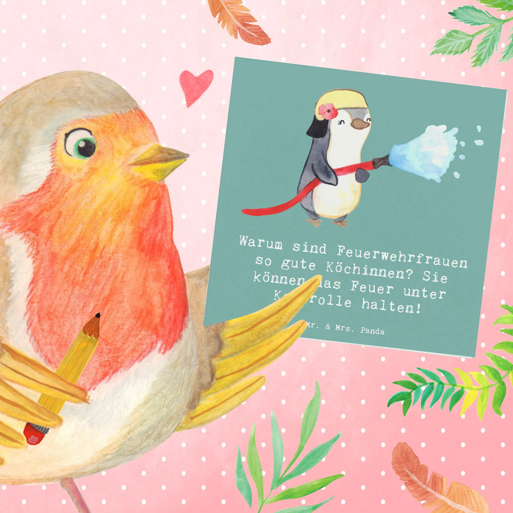 Deluxe Card Warum sind Feuerwehrfrauen so gute Köchinnen? Sie können das Feuer unter Kontrolle halten! Glückwunschkarte, Hochzeitskarte, Hochwertige Grußkarte, Karte, Grußkarte, Einladungskarte, Klappkarte, Hochwertige Klappkarte, Geburtstagskarte, Beruf, Ausbildung, Jubiläum, Abschied, Rente, Kollege, Kollegin, Geschenk, Schenken, Arbeitskollege, Mitarbeiter, Firma, Danke, Dankeschön