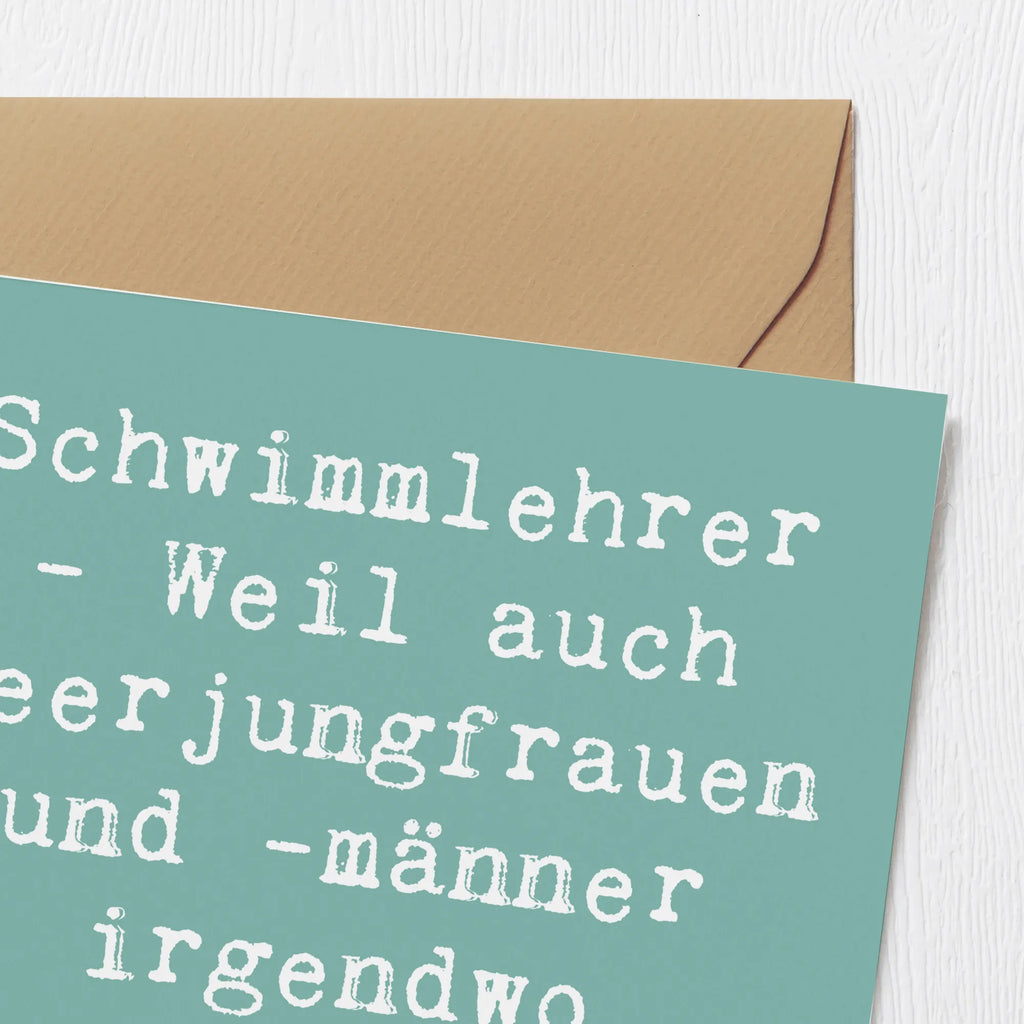 Deluxe Karte Spruch Schwimmlehrer Anfang Karte, Hochzeitskarte, Einladungskarte, Grußkarte, Glückwunschkarte, Klappkarte, Geburtstagskarte, Hochwertige Klappkarte, Hochwertige Grußkarte, Beruf, Ausbildung, Jubiläum, Abschied, Rente, Kollege, Kollegin, Geschenk, Schenken, Arbeitskollege, Mitarbeiter, Firma, Danke, Dankeschön