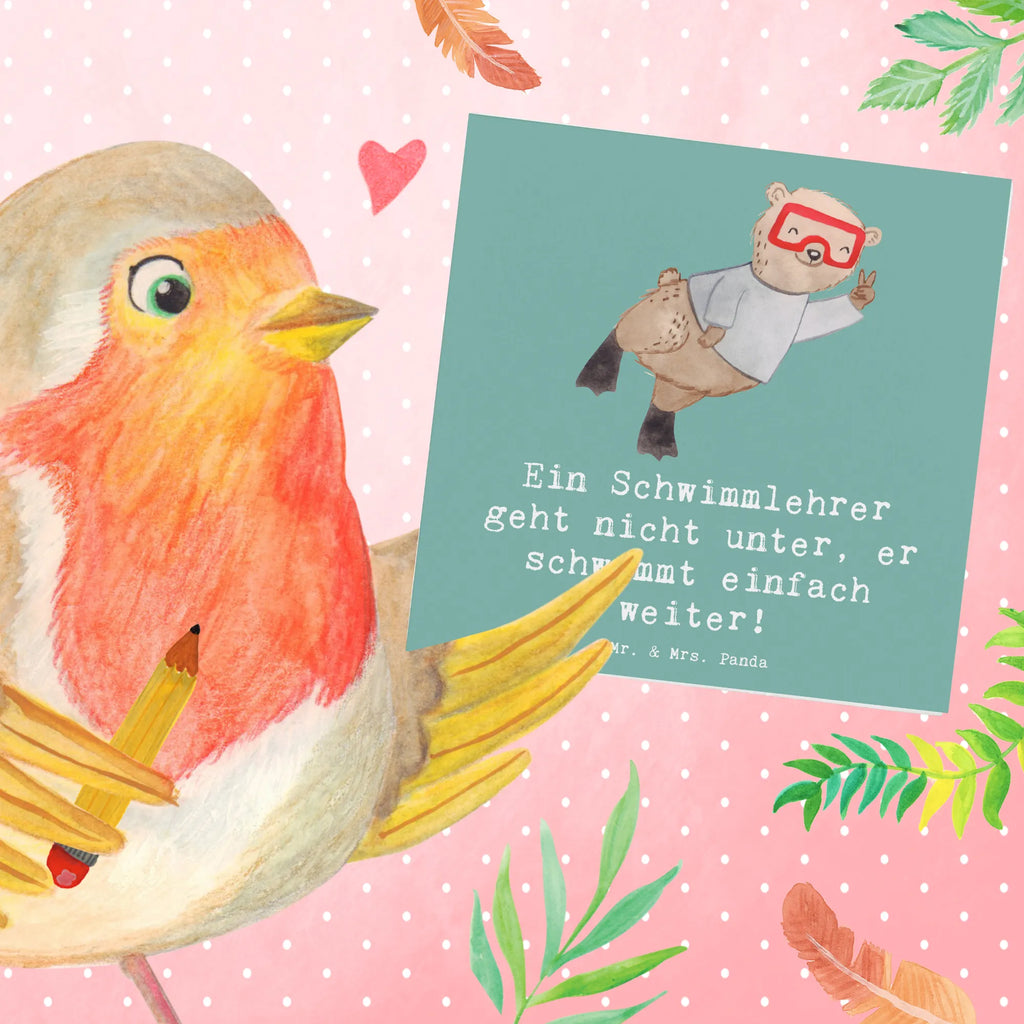 Deluxe Card Ein Schwimmlehrer geht nicht unter, er schwimmt einfach weiter! Grußkarte, Hochzeitskarte, Hochwertige Grußkarte, Karte, Klappkarte, Einladungskarte, Glückwunschkarte, Geburtstagskarte, Hochwertige Klappkarte, Beruf, Ausbildung, Jubiläum, Abschied, Rente, Kollege, Kollegin, Geschenk, Schenken, Arbeitskollege, Mitarbeiter, Firma, Danke, Dankeschön
