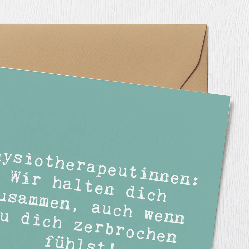 Deluxe Karte Spruch Physiotherapeutin Zusammenhalt Glückwunschkarte, Klappkarte, Geburtstagskarte, Einladungskarte, Grußkarte, Hochwertige Grußkarte, Hochzeitskarte, Hochwertige Klappkarte, Karte, Beruf, Ausbildung, Jubiläum, Abschied, Rente, Kollege, Kollegin, Geschenk, Schenken, Arbeitskollege, Mitarbeiter, Firma, Danke, Dankeschön