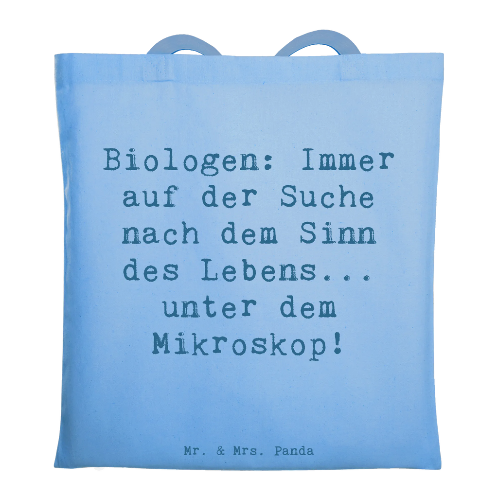 Tote bag Saying Biologen: Immer auf der Suche nach dem Sinn des Lebens... unter dem Mikroskop! Beuteltasche, Beutel, Einkaufstasche, Jutebeutel, Stoffbeutel, Tasche, Shopper, Umhängetasche, Strandtasche, Schultertasche, Stofftasche, Tragetasche, Badetasche, Jutetasche, Einkaufstüte, Laptoptasche, Beruf, Ausbildung, Jubiläum, Abschied, Rente, Kollege, Kollegin, Geschenk, Schenken, Arbeitskollege, Mitarbeiter, Firma, Danke, Dankeschön