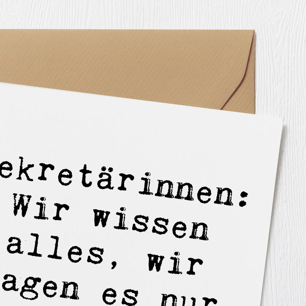 Deluxe Card Saying Sekretärinnen: Wir wissen alles, wir sagen es nur nicht. Hochzeitskarte, Glückwunschkarte, Einladungskarte, Klappkarte, Hochwertige Klappkarte, Karte, Hochwertige Grußkarte, Grußkarte, Geburtstagskarte, Beruf, Ausbildung, Jubiläum, Abschied, Rente, Kollege, Kollegin, Geschenk, Schenken, Arbeitskollege, Mitarbeiter, Firma, Danke, Dankeschön