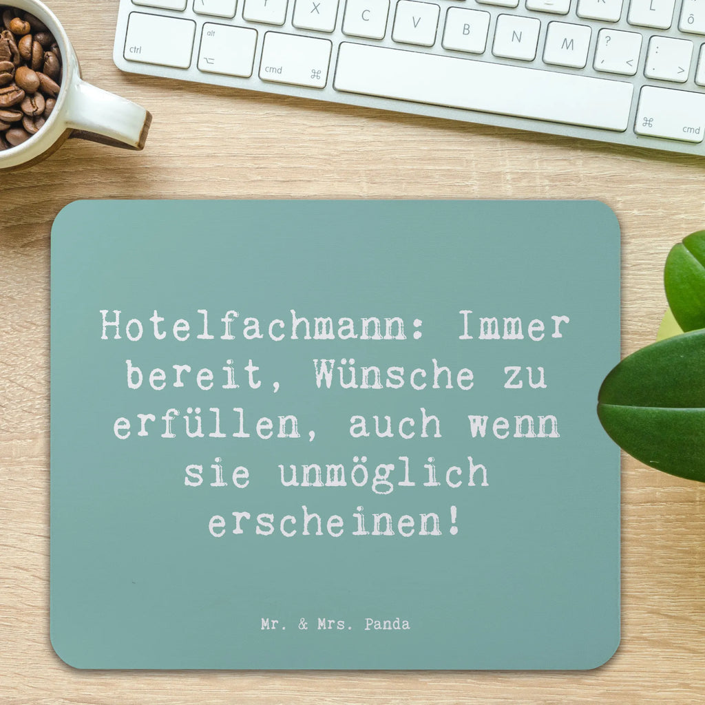 Mouse mat Saying Hotelfachmann: Immer bereit, Wünsche zu erfüllen, auch wenn sie unmöglich erscheinen! Arbeitszimmer, Mausunterlage, PC Zubehör, Computer zubehör, Mousepad, Einzigartiges Mauspad, Designer Mauspad, Mauspad Büro, Mauspad, Büroausstattung, Beruf, Ausbildung, Jubiläum, Abschied, Rente, Kollege, Kollegin, Geschenk, Schenken, Arbeitskollege, Mitarbeiter, Firma, Danke, Dankeschön