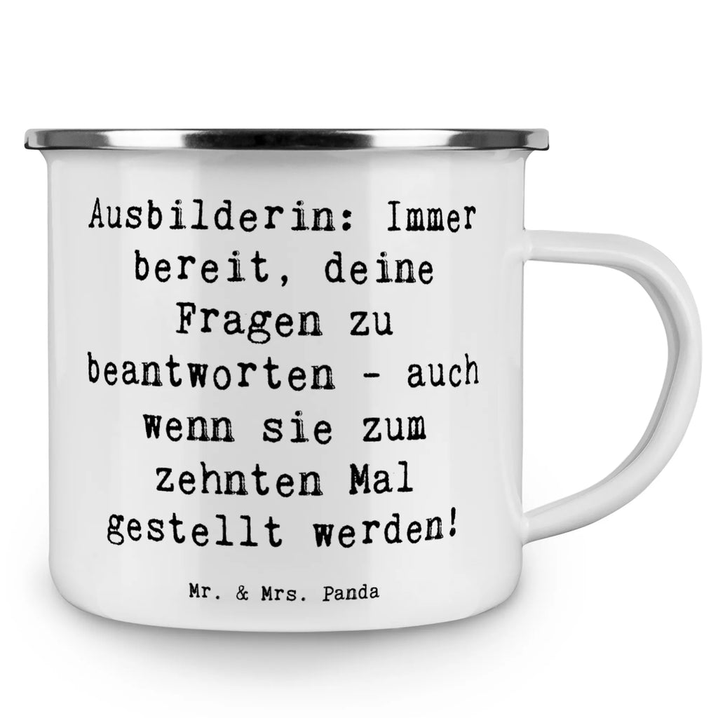 Camping Emaille Tasse Spruch Ausbilderin: Immer bereit, deine Fragen zu beantworten - auch wenn sie zum zehnten Mal gestellt werden! Metalltasse, Tasse Emaille, Outdoor Tasse, Emaille Trinkbecher, Blechtasse, Camping Tasse Metall, Blechtassen, Campingbecher, Metalltasse für Camping, Campingtassen, Blechtasse Outdoor, Trinkbecher, Camping Tassen, Camping Becher, Emaille Tassen, Kaffee Blechtasse, Emaille Tasse, Camping Tassen Emaille, Emaille Tasse Camping, Outdoor Becher, Emaille Campingbecher, Campingtasse, Metall Tasse, Emailletasse, Camping Becher Edelstahl, Edelstahl Trinkbecher, Tasse Camping, Emaille Becher, Emaille Becher Camping, Camping Tasse Emaille, Beruf, Ausbildung, Jubiläum, Abschied, Rente, Kollege, Kollegin, Geschenk, Schenken, Arbeitskollege, Mitarbeiter, Firma, Danke, Dankeschön