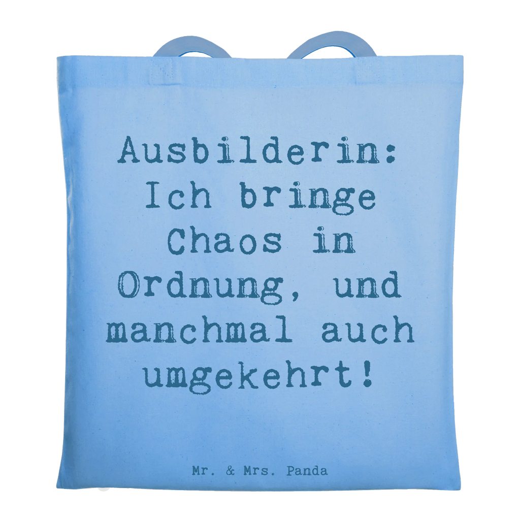 Tote bag Saying Ausbilderin: Ich bringe Chaos in Ordnung, und manchmal auch umgekehrt! Beuteltasche, Beutel, Einkaufstasche, Jutebeutel, Stoffbeutel, Tasche, Shopper, Umhängetasche, Strandtasche, Schultertasche, Stofftasche, Tragetasche, Badetasche, Jutetasche, Einkaufstüte, Laptoptasche, Beruf, Ausbildung, Jubiläum, Abschied, Rente, Kollege, Kollegin, Geschenk, Schenken, Arbeitskollege, Mitarbeiter, Firma, Danke, Dankeschön