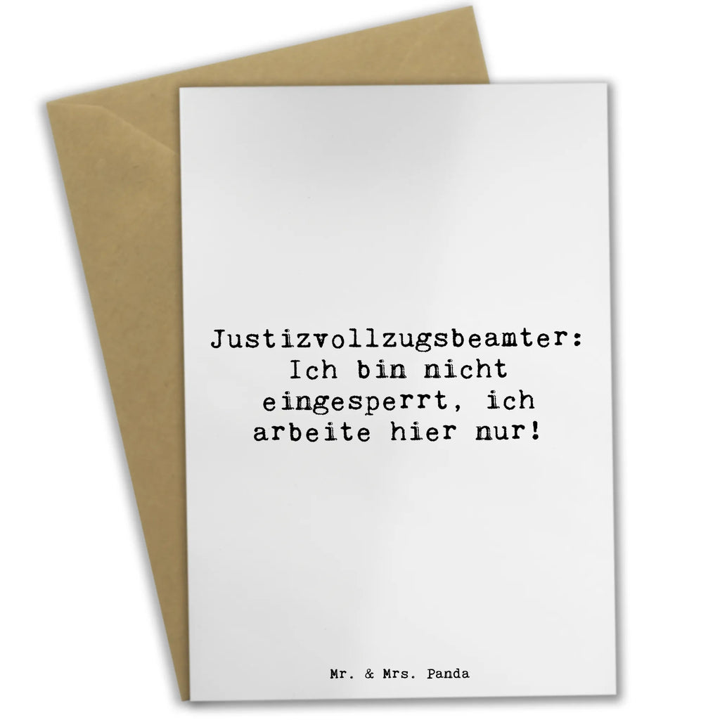 Greetings card Saying Justizvollzugsbeamter: Ich bin nicht eingesperrt, ich arbeite hier nur! Klappkarte, Ansichtskarten, Geburtstagskarte, Grußkarte, Karte, Einladungskarte, Hochzeitskarte, Glückwunschkarte, Beruf, Ausbildung, Jubiläum, Abschied, Rente, Kollege, Kollegin, Geschenk, Schenken, Arbeitskollege, Mitarbeiter, Firma, Danke, Dankeschön