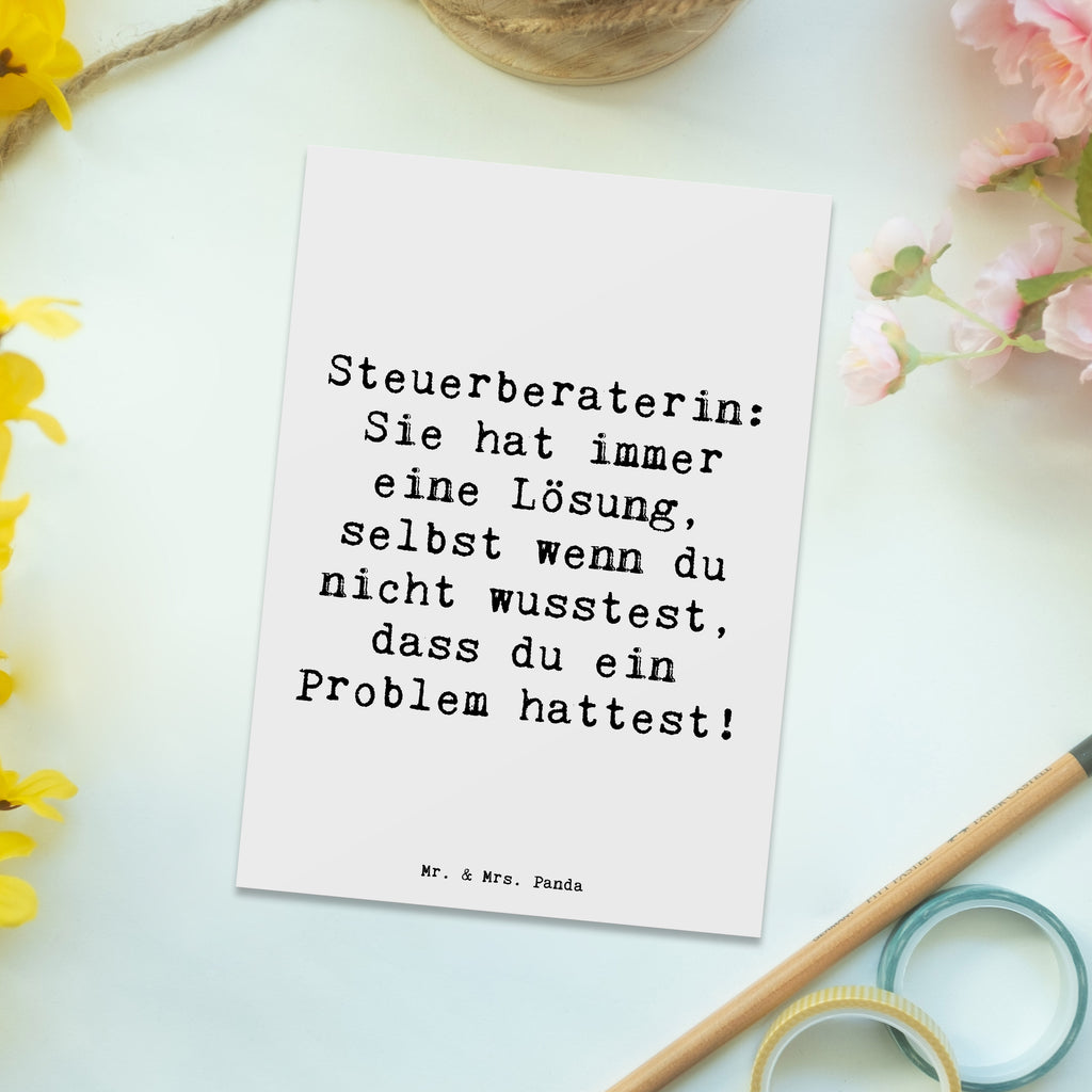 Postcard Saying Steuerberaterin: Sie hat immer eine Lösung, selbst wenn du nicht wusstest, dass du ein Problem hattest! Einladungskarten Geburtstag, Karte, Einladungskarte, Einladung, Geschenkkarte, Postkarte, Ansichtskarten, Grußkarte, Ansichtskarte, Geburtstagskarte, Einladung Geburtstag, Dankeskarte, Beruf, Ausbildung, Jubiläum, Abschied, Rente, Kollege, Kollegin, Geschenk, Schenken, Arbeitskollege, Mitarbeiter, Firma, Danke, Dankeschön