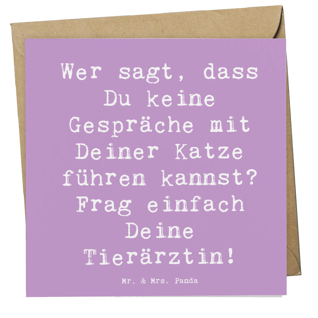 Deluxe Karte Spruch Wer sagt, dass Du keine Gespräche mit Deiner Katze führen kannst? Frag einfach Deine Tierärztin! Geburtstagskarte, Hochwertige Klappkarte, Karte, Hochwertige Grußkarte, Glückwunschkarte, Grußkarte, Hochzeitskarte, Einladungskarte, Klappkarte, Beruf, Ausbildung, Jubiläum, Abschied, Rente, Kollege, Kollegin, Geschenk, Schenken, Arbeitskollege, Mitarbeiter, Firma, Danke, Dankeschön