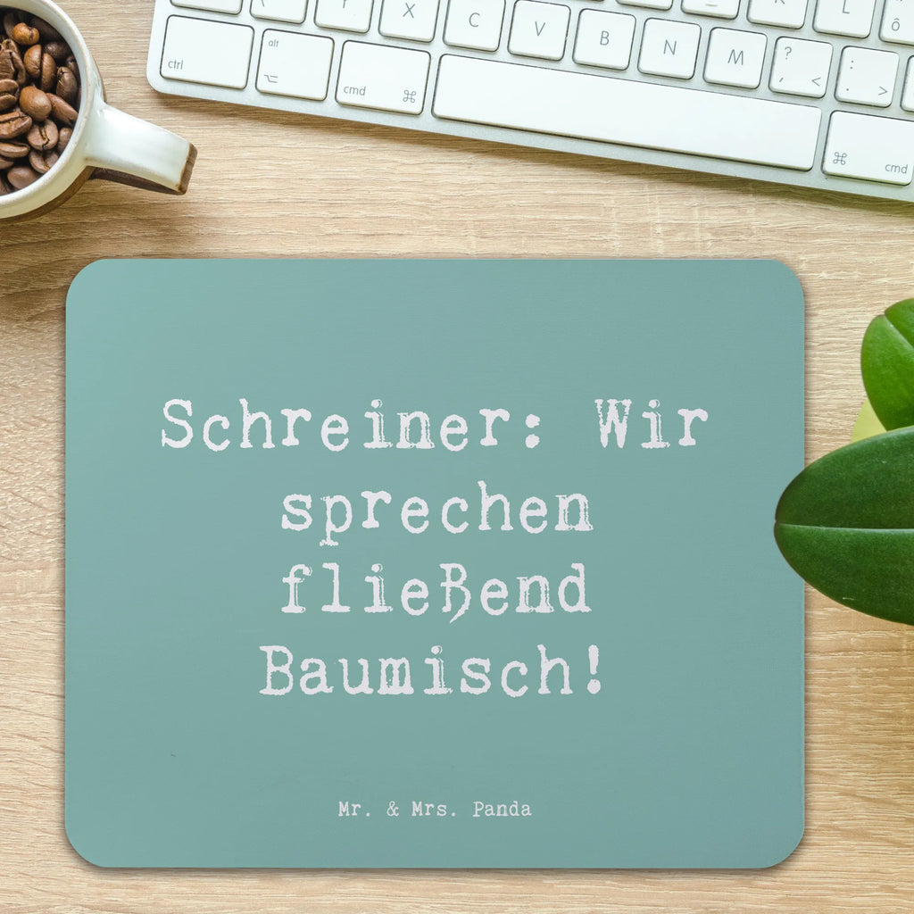 Mauspad Spruch Schreiner: Wir sprechen fließend Baumisch! Mausunterlage, Designer Mauspad, PC Zubehör, Büroausstattung, Einzigartiges Mauspad, Computer zubehör, Arbeitszimmer, Mauspad Büro, Mousepad, Mauspad, Beruf, Ausbildung, Jubiläum, Abschied, Rente, Kollege, Kollegin, Geschenk, Schenken, Arbeitskollege, Mitarbeiter, Firma, Danke, Dankeschön