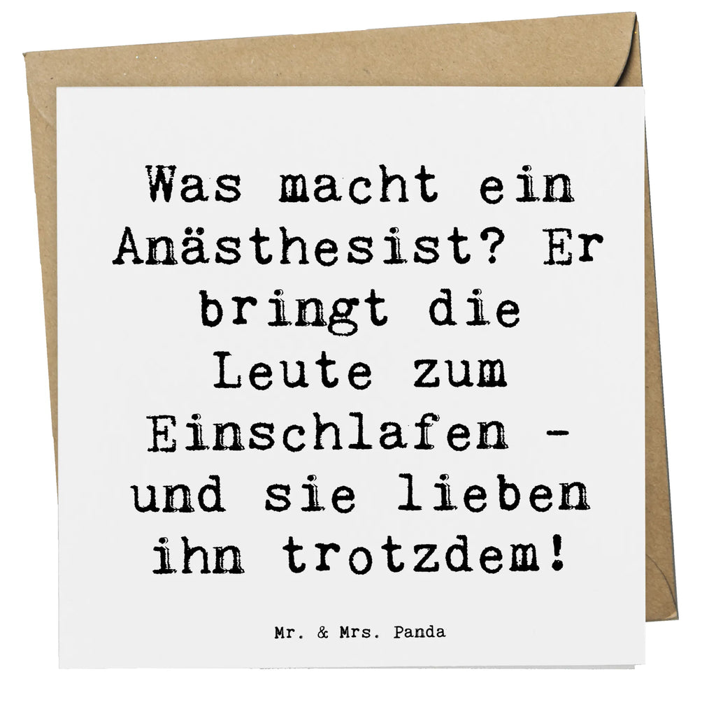 Deluxe Karte Spruch Was macht ein Anästhesist? Er bringt die Leute zum Einschlafen - und sie lieben ihn trotzdem! Hochzeitskarte, Glückwunschkarte, Klappkarte, Karte, Hochwertige Klappkarte, Hochwertige Grußkarte, Einladungskarte, Grußkarte, Geburtstagskarte, Beruf, Ausbildung, Jubiläum, Abschied, Rente, Kollege, Kollegin, Geschenk, Schenken, Arbeitskollege, Mitarbeiter, Firma, Danke, Dankeschön