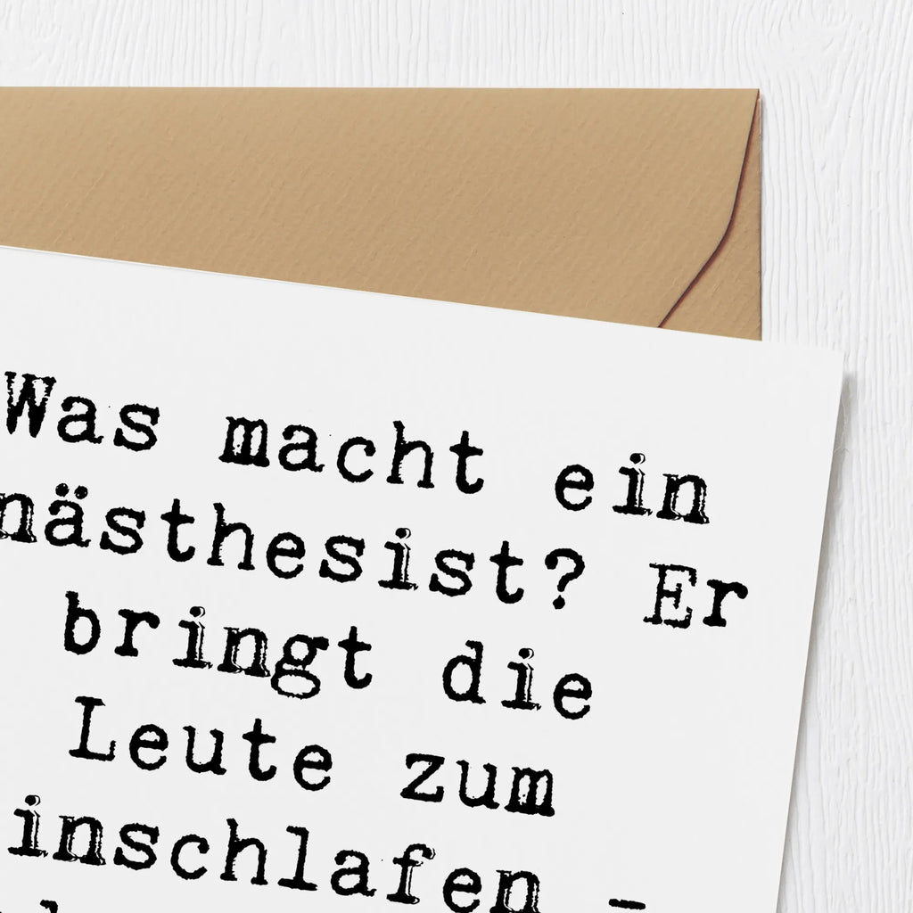 Deluxe Karte Spruch Was macht ein Anästhesist? Er bringt die Leute zum Einschlafen - und sie lieben ihn trotzdem! Hochzeitskarte, Glückwunschkarte, Klappkarte, Karte, Hochwertige Klappkarte, Hochwertige Grußkarte, Einladungskarte, Grußkarte, Geburtstagskarte, Beruf, Ausbildung, Jubiläum, Abschied, Rente, Kollege, Kollegin, Geschenk, Schenken, Arbeitskollege, Mitarbeiter, Firma, Danke, Dankeschön