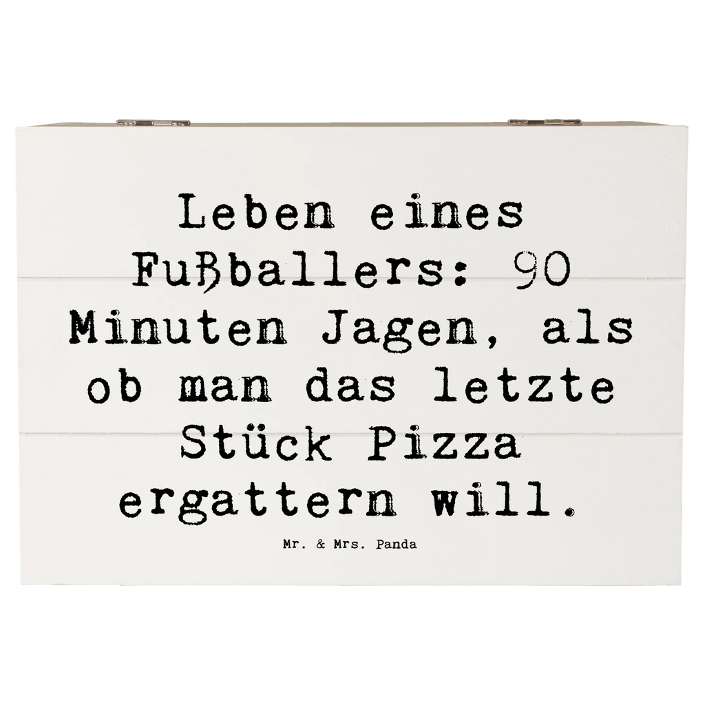 Holzkiste Spruch Leben eines Fußballers: 90 Minuten Jagen, als ob man das letzte Stück Pizza ergattern will. Truhe, Geschenkbox, Erinnerungskiste, Aufbewahrungsbox, Kiste, Holzkiste, Dekokiste, XXL, Erinnerungsbox, Schatulle, Geschenkdose, Schatzkiste, Beruf, Ausbildung, Jubiläum, Abschied, Rente, Kollege, Kollegin, Geschenk, Schenken, Arbeitskollege, Mitarbeiter, Firma, Danke, Dankeschön