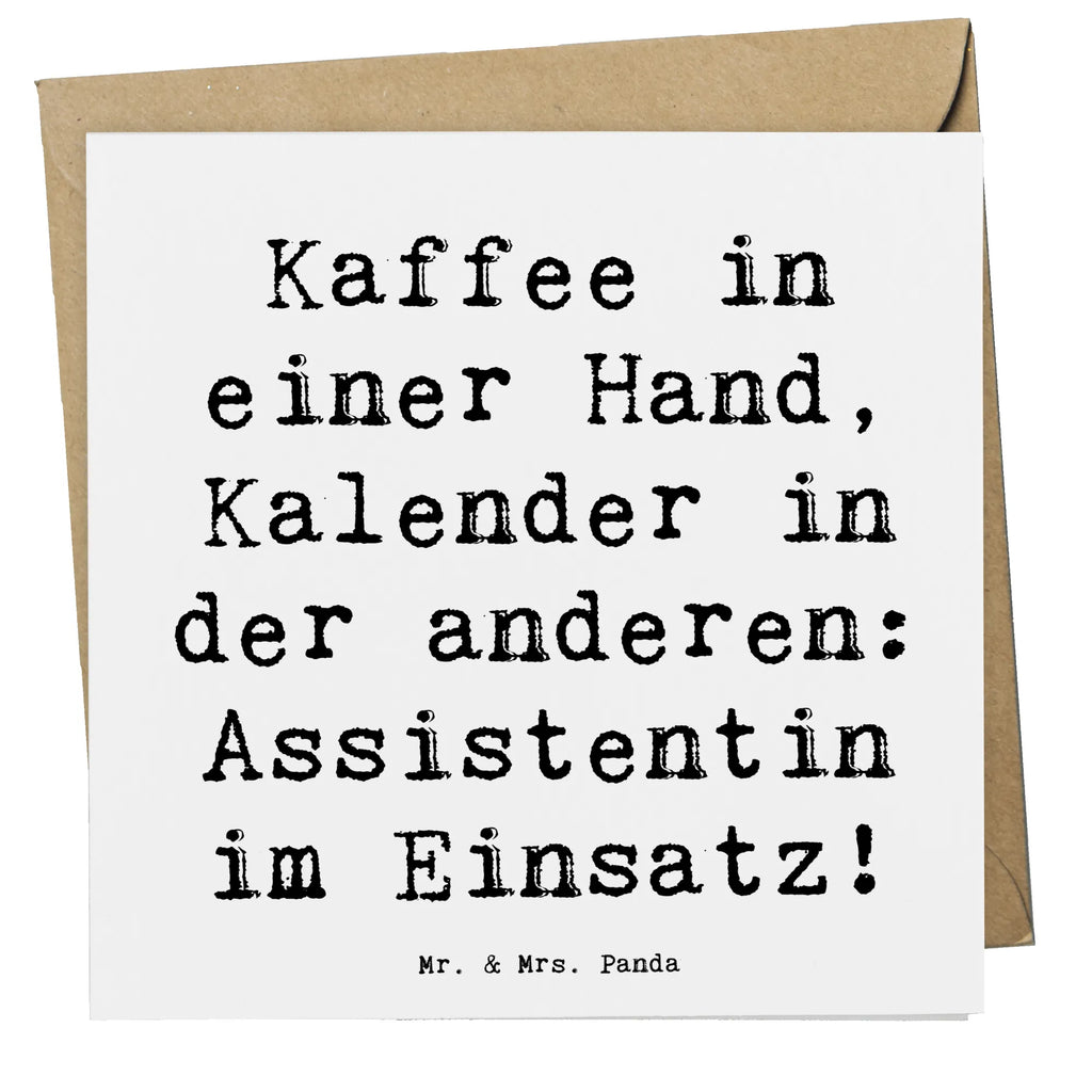 Deluxe Karte Spruch Kaffee in einer Hand, Kalender in der anderen: Assistentin im Einsatz! Hochwertige Klappkarte, Hochzeitskarte, Glückwunschkarte, Karte, Grußkarte, Hochwertige Grußkarte, Geburtstagskarte, Einladungskarte, Klappkarte, Beruf, Ausbildung, Jubiläum, Abschied, Rente, Kollege, Kollegin, Geschenk, Schenken, Arbeitskollege, Mitarbeiter, Firma, Danke, Dankeschön
