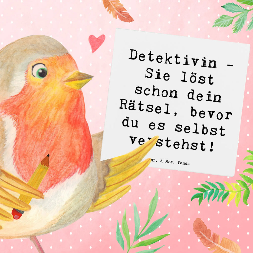 Deluxe Karte Spruch Detektivin - Sie löst schon dein Rätsel, bevor du es selbst verstehst! Klappkarte, Hochwertige Klappkarte, Glückwunschkarte, Hochwertige Grußkarte, Karte, Grußkarte, Hochzeitskarte, Einladungskarte, Geburtstagskarte, Beruf, Ausbildung, Jubiläum, Abschied, Rente, Kollege, Kollegin, Geschenk, Schenken, Arbeitskollege, Mitarbeiter, Firma, Danke, Dankeschön