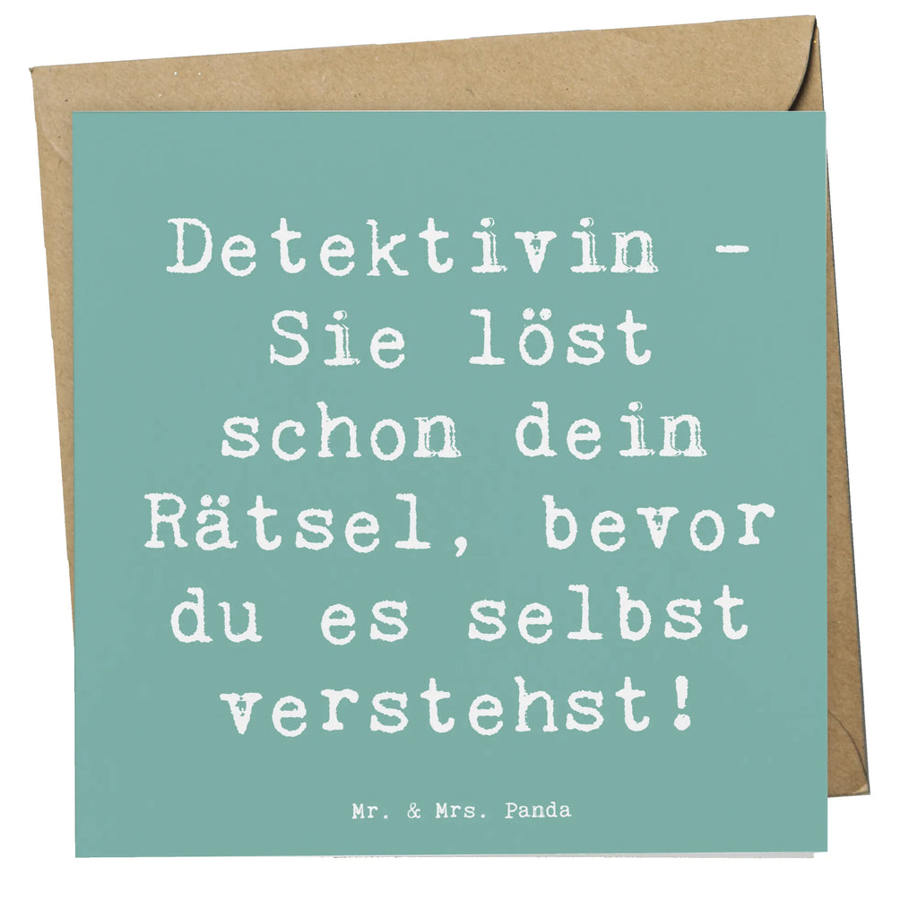 Deluxe Karte Spruch Detektivin - Sie löst schon dein Rätsel, bevor du es selbst verstehst! Klappkarte, Hochwertige Klappkarte, Glückwunschkarte, Hochwertige Grußkarte, Karte, Grußkarte, Hochzeitskarte, Einladungskarte, Geburtstagskarte, Beruf, Ausbildung, Jubiläum, Abschied, Rente, Kollege, Kollegin, Geschenk, Schenken, Arbeitskollege, Mitarbeiter, Firma, Danke, Dankeschön