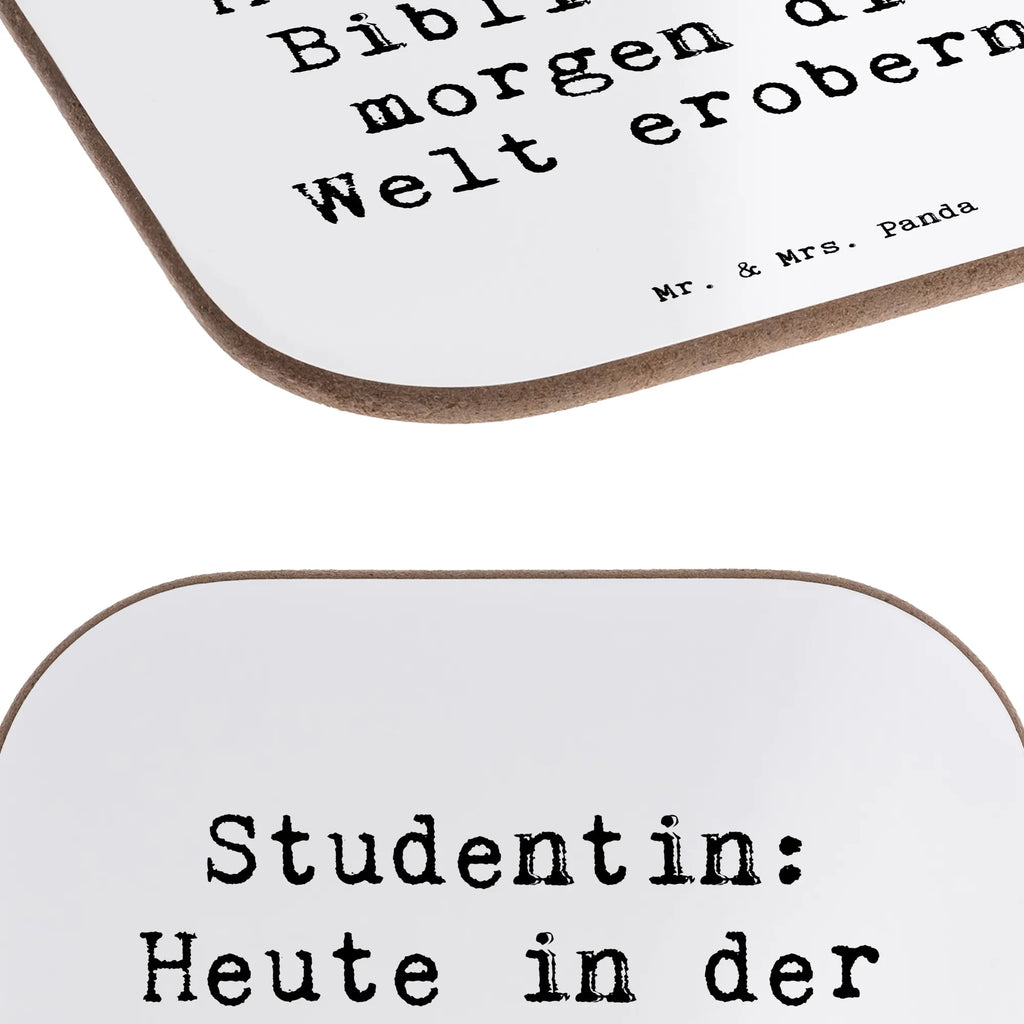 Untersetzer Spruch Studentin: Heute in der Bibliothek, morgen die Welt erobern! Holzuntersetzer, Tassen Untersetzer, Bierdeckel, Untersetzer Gläser, Glasuntersetzer, Untersetzer für Gläser, Untersetzer Holz, Untersetzer, Untersetzer aus Holz, Getränkeuntersetzer, Korkuntersetzer, Untersetzer Design, Beruf, Ausbildung, Jubiläum, Abschied, Rente, Kollege, Kollegin, Geschenk, Schenken, Arbeitskollege, Mitarbeiter, Firma, Danke, Dankeschön