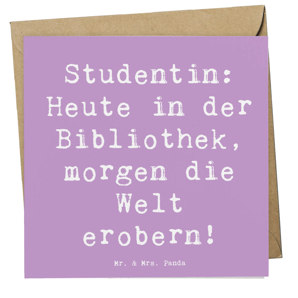 Deluxe Card Saying Studentin: Heute in der Bibliothek, morgen die Welt erobern! Grußkarte, Glückwunschkarte, Hochwertige Grußkarte, Hochwertige Klappkarte, Einladungskarte, Geburtstagskarte, Karte, Klappkarte, Hochzeitskarte, Beruf, Ausbildung, Jubiläum, Abschied, Rente, Kollege, Kollegin, Geschenk, Schenken, Arbeitskollege, Mitarbeiter, Firma, Danke, Dankeschön