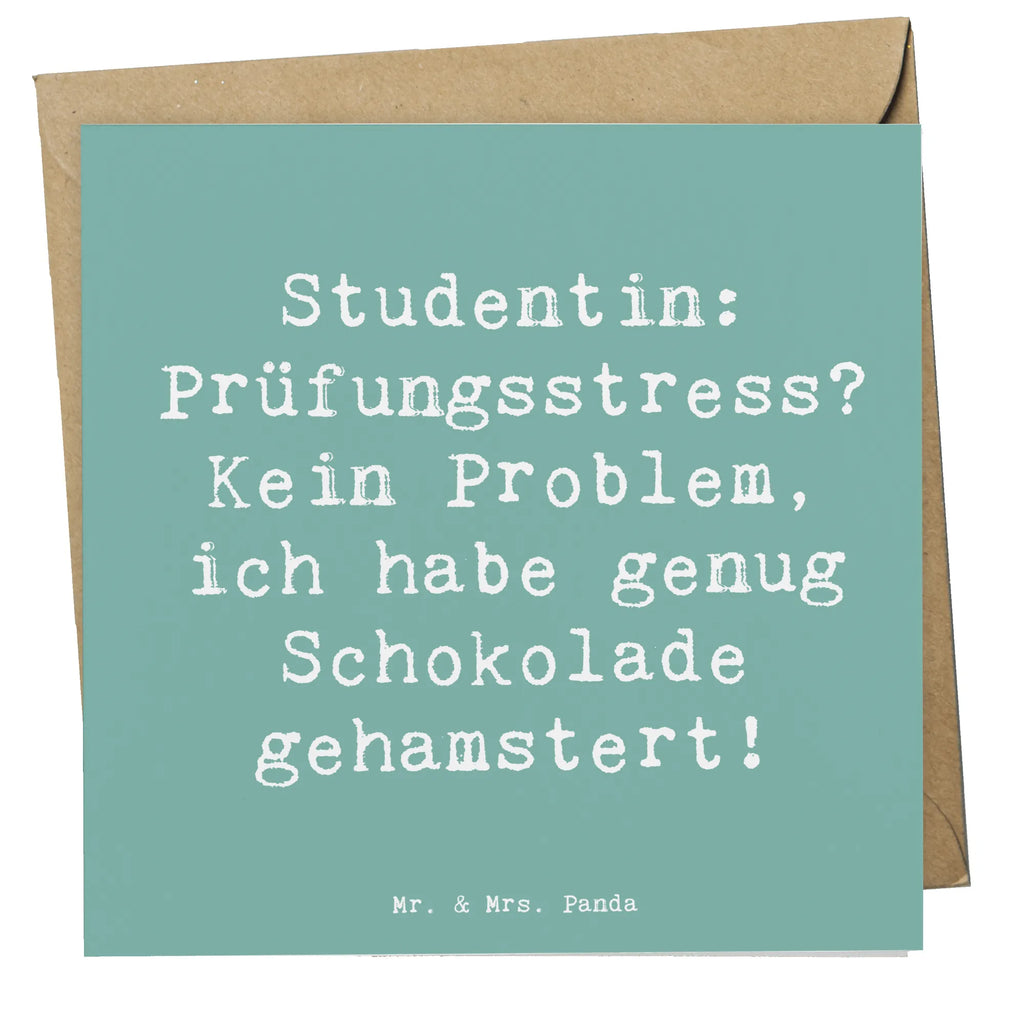 Deluxe Karte Spruch Studentin: Prüfungsstress? Kein Problem, ich habe genug Schokolade gehamstert! Hochwertige Klappkarte, Klappkarte, Hochwertige Grußkarte, Karte, Glückwunschkarte, Einladungskarte, Geburtstagskarte, Grußkarte, Hochzeitskarte, Beruf, Ausbildung, Jubiläum, Abschied, Rente, Kollege, Kollegin, Geschenk, Schenken, Arbeitskollege, Mitarbeiter, Firma, Danke, Dankeschön