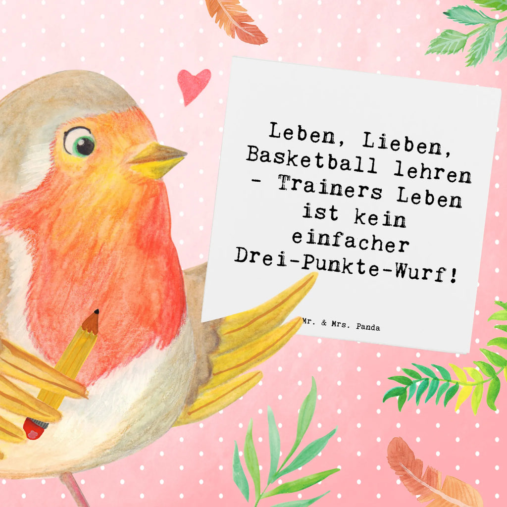 Deluxe Karte Spruch Leben, Lieben, Basketball lehren - Trainers Leben ist kein einfacher Drei-Punkte-Wurf! Grußkarte, Karte, Geburtstagskarte, Klappkarte, Einladungskarte, Hochwertige Grußkarte, Hochzeitskarte, Hochwertige Klappkarte, Glückwunschkarte, Beruf, Ausbildung, Jubiläum, Abschied, Rente, Kollege, Kollegin, Geschenk, Schenken, Arbeitskollege, Mitarbeiter, Firma, Danke, Dankeschön
