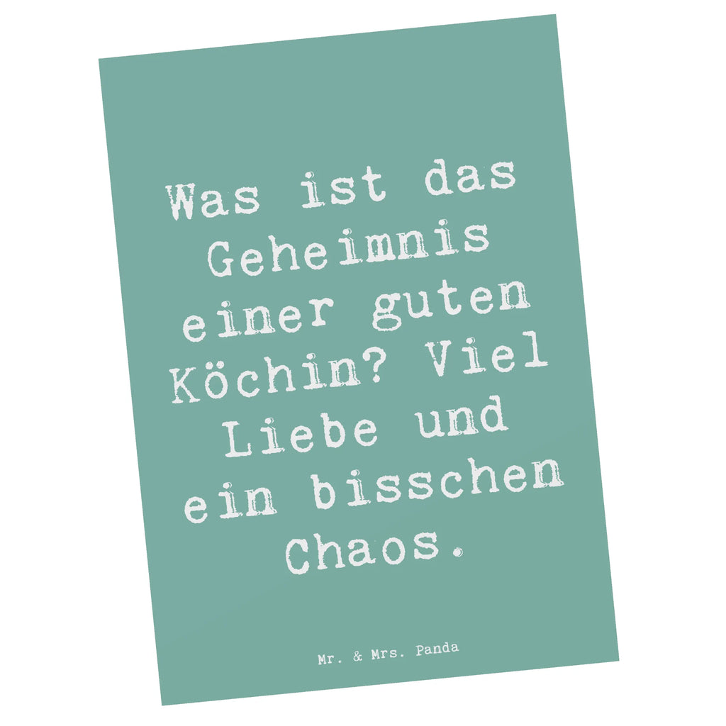 Postcard Saying Was ist das Geheimnis einer guten Köchin? Viel Liebe und ein bisschen Chaos. Karte, Einladung, Ansichtskarten, Geschenkkarte, Einladung Geburtstag, Ansichtskarte, Grußkarte, Geburtstagskarte, Einladungskarte, Postkarte, Dankeskarte, Einladungskarten Geburtstag, Beruf, Ausbildung, Jubiläum, Abschied, Rente, Kollege, Kollegin, Geschenk, Schenken, Arbeitskollege, Mitarbeiter, Firma, Danke, Dankeschön