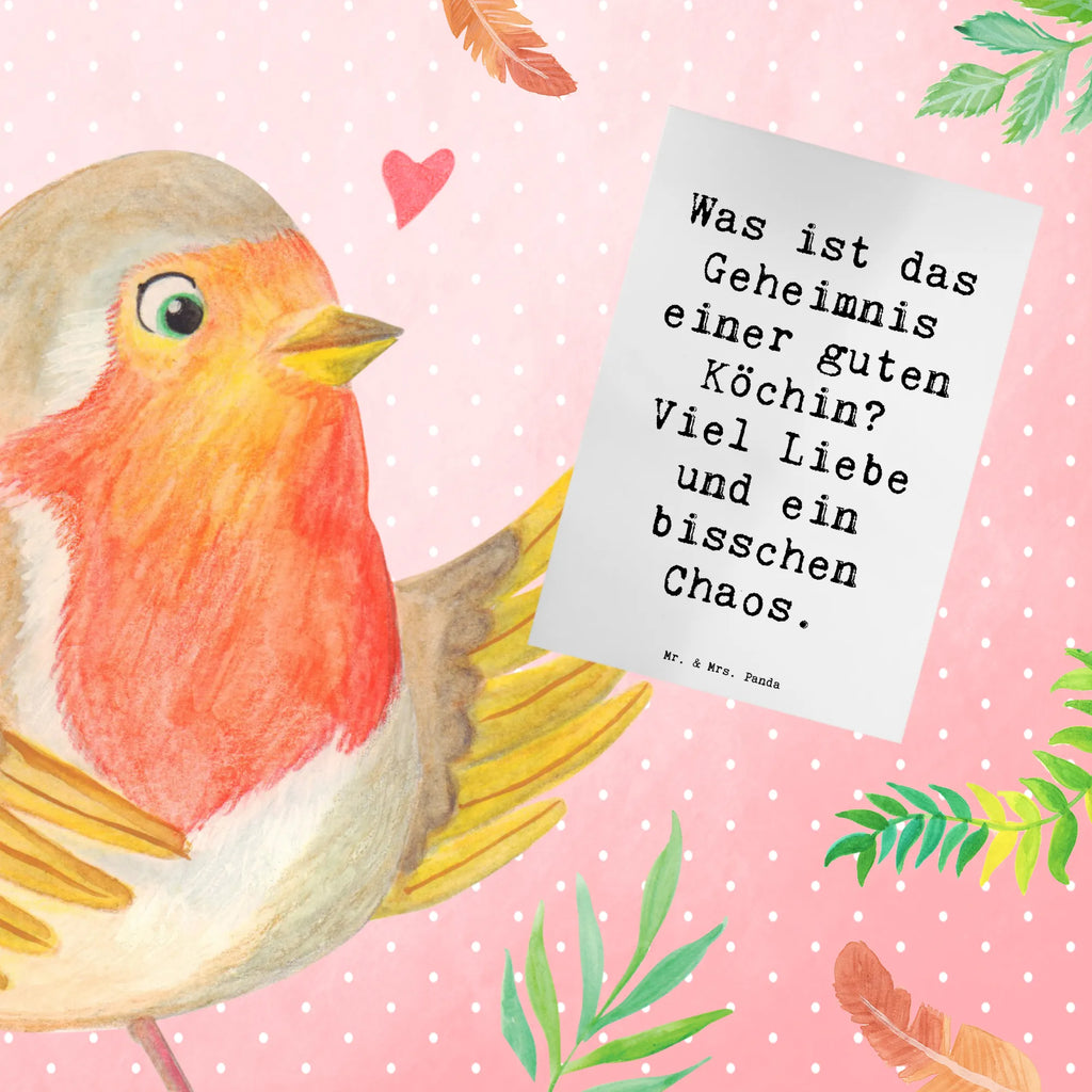 Greetings card Saying Was ist das Geheimnis einer guten Köchin? Viel Liebe und ein bisschen Chaos. Grußkarte, Geburtstagskarte, Klappkarte, Einladungskarte, Glückwunschkarte, Hochzeitskarte, Karte, Ansichtskarten, Beruf, Ausbildung, Jubiläum, Abschied, Rente, Kollege, Kollegin, Geschenk, Schenken, Arbeitskollege, Mitarbeiter, Firma, Danke, Dankeschön