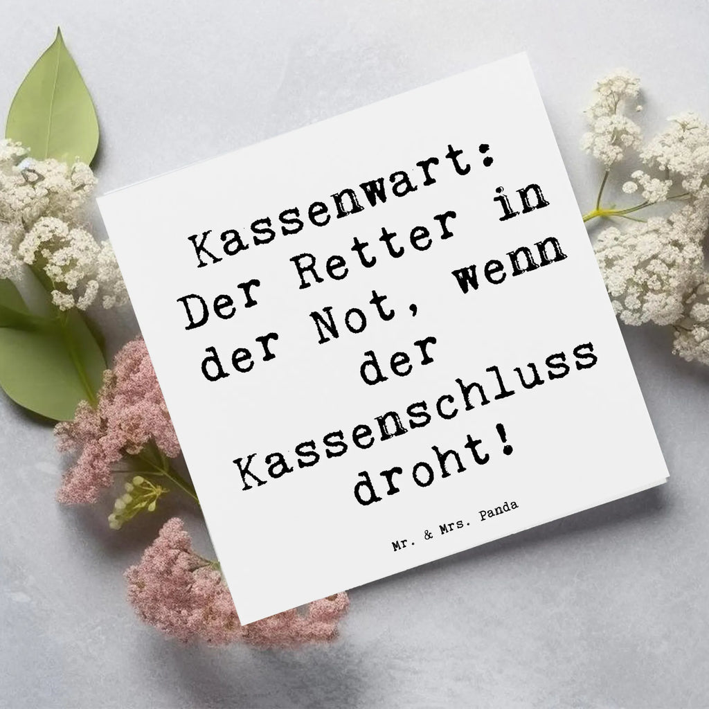 Deluxe Card Saying Kassenwart: Der Retter in der Not, wenn der Kassenschluss droht! Karte, Geburtstagskarte, Grußkarte, Klappkarte, Hochwertige Grußkarte, Hochzeitskarte, Glückwunschkarte, Hochwertige Klappkarte, Einladungskarte, Beruf, Ausbildung, Jubiläum, Abschied, Rente, Kollege, Kollegin, Geschenk, Schenken, Arbeitskollege, Mitarbeiter, Firma, Danke, Dankeschön