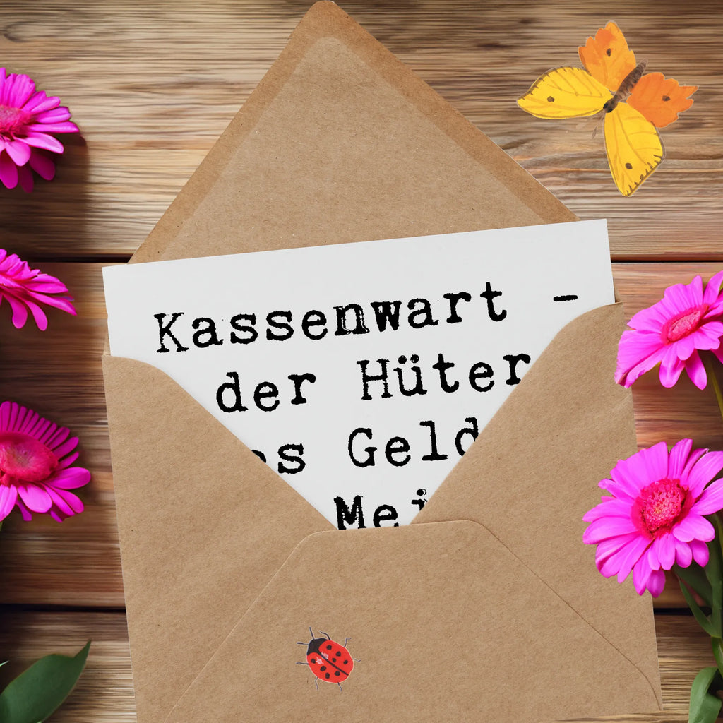 Deluxe Karte Spruch Kassenwart - der Hüter des Geldes und Meister der Buchhaltung! Karte, Glückwunschkarte, Hochzeitskarte, Einladungskarte, Klappkarte, Hochwertige Klappkarte, Grußkarte, Geburtstagskarte, Hochwertige Grußkarte, Beruf, Ausbildung, Jubiläum, Abschied, Rente, Kollege, Kollegin, Geschenk, Schenken, Arbeitskollege, Mitarbeiter, Firma, Danke, Dankeschön