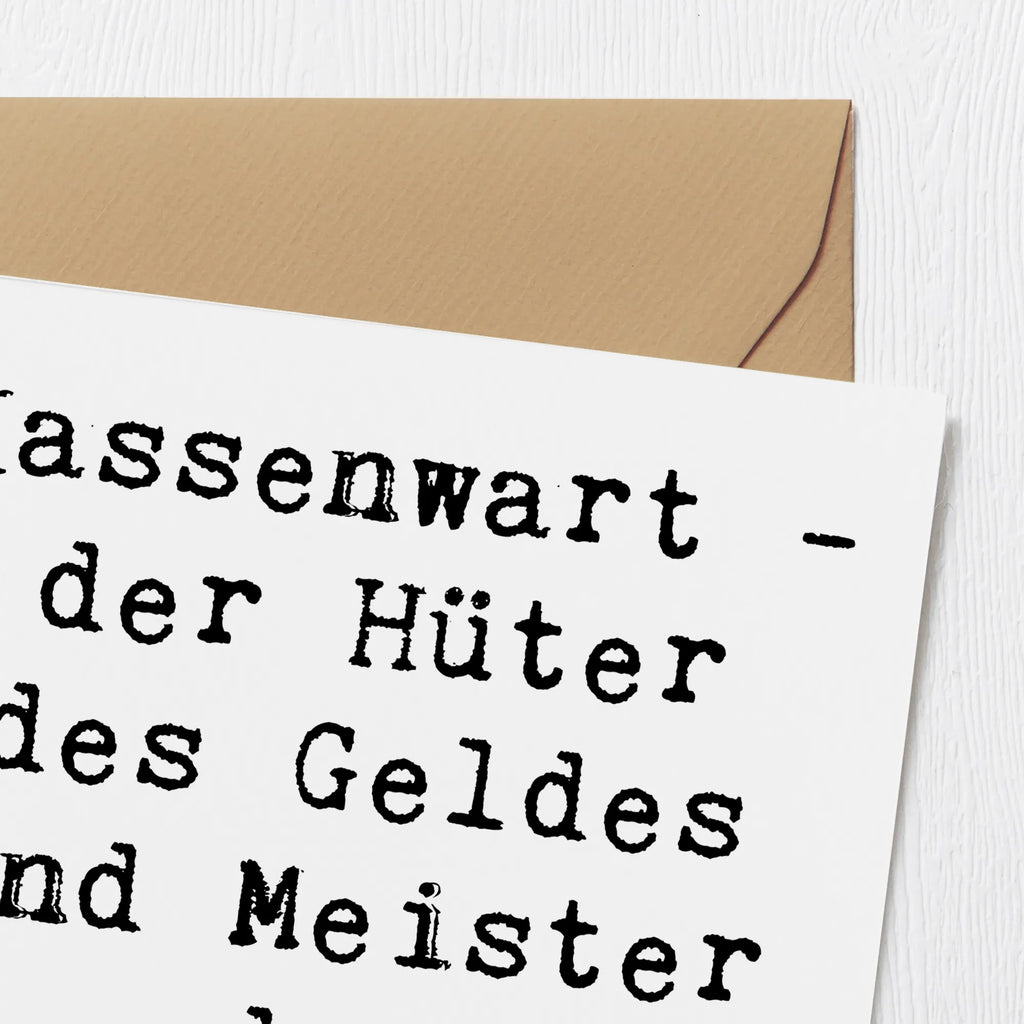 Deluxe Karte Spruch Kassenwart - der Hüter des Geldes und Meister der Buchhaltung! Karte, Glückwunschkarte, Hochzeitskarte, Einladungskarte, Klappkarte, Hochwertige Klappkarte, Grußkarte, Geburtstagskarte, Hochwertige Grußkarte, Beruf, Ausbildung, Jubiläum, Abschied, Rente, Kollege, Kollegin, Geschenk, Schenken, Arbeitskollege, Mitarbeiter, Firma, Danke, Dankeschön