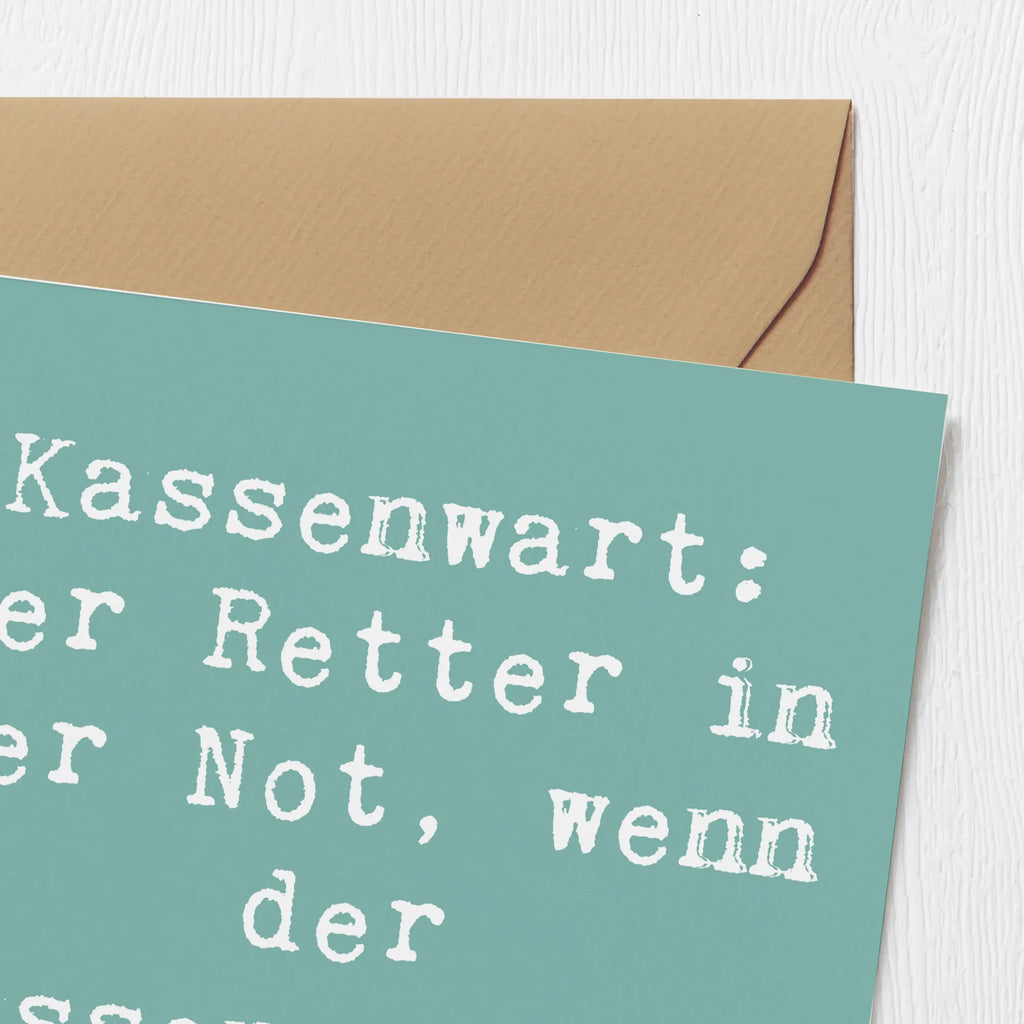 Deluxe Card Saying Kassenwart: Der Retter in der Not, wenn der Kassenschluss droht! Karte, Geburtstagskarte, Grußkarte, Klappkarte, Hochwertige Grußkarte, Hochzeitskarte, Glückwunschkarte, Hochwertige Klappkarte, Einladungskarte, Beruf, Ausbildung, Jubiläum, Abschied, Rente, Kollege, Kollegin, Geschenk, Schenken, Arbeitskollege, Mitarbeiter, Firma, Danke, Dankeschön