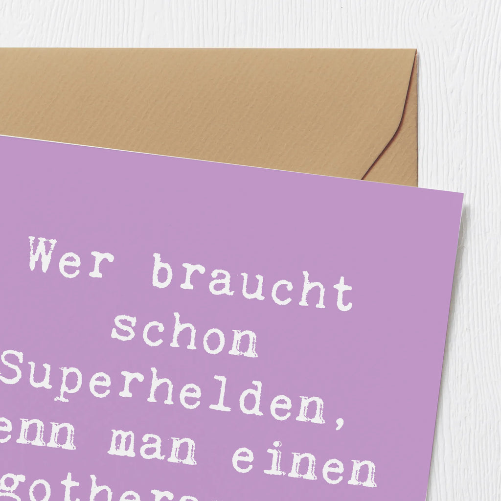 Deluxe Karte Spruch Wer braucht schon Superhelden, wenn man einen Ergotherapeuten hat? Glückwunschkarte, Klappkarte, Hochzeitskarte, Grußkarte, Hochwertige Klappkarte, Hochwertige Grußkarte, Einladungskarte, Karte, Geburtstagskarte, Beruf, Ausbildung, Jubiläum, Abschied, Rente, Kollege, Kollegin, Geschenk, Schenken, Arbeitskollege, Mitarbeiter, Firma, Danke, Dankeschön