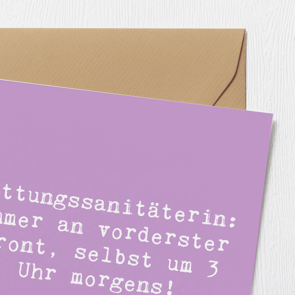 Deluxe Karte Spruch Rettungssanitäterin: Immer an vorderster Front, selbst um 3 Uhr morgens! Grußkarte, Hochzeitskarte, Karte, Klappkarte, Einladungskarte, Hochwertige Grußkarte, Geburtstagskarte, Hochwertige Klappkarte, Glückwunschkarte, Beruf, Ausbildung, Jubiläum, Abschied, Rente, Kollege, Kollegin, Geschenk, Schenken, Arbeitskollege, Mitarbeiter, Firma, Danke, Dankeschön