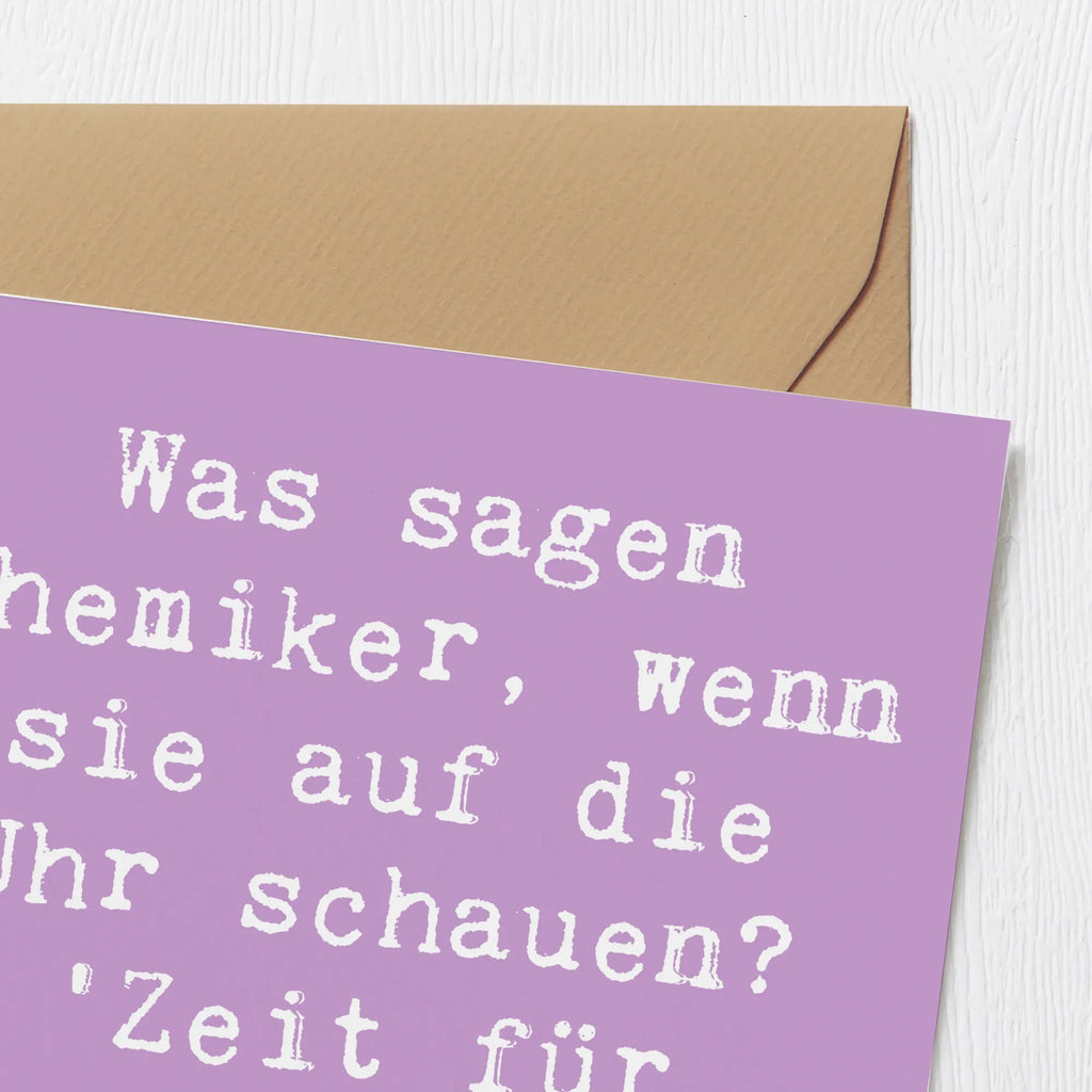 Deluxe Card Saying Was sagen Chemiker, wenn sie auf die Uhr schauen? 'Zeit für eine kleine Reaktion!' Karte, Grußkarte, Hochwertige Klappkarte, Glückwunschkarte, Klappkarte, Einladungskarte, Hochzeitskarte, Geburtstagskarte, Hochwertige Grußkarte, Beruf, Ausbildung, Jubiläum, Abschied, Rente, Kollege, Kollegin, Geschenk, Schenken, Arbeitskollege, Mitarbeiter, Firma, Danke, Dankeschön