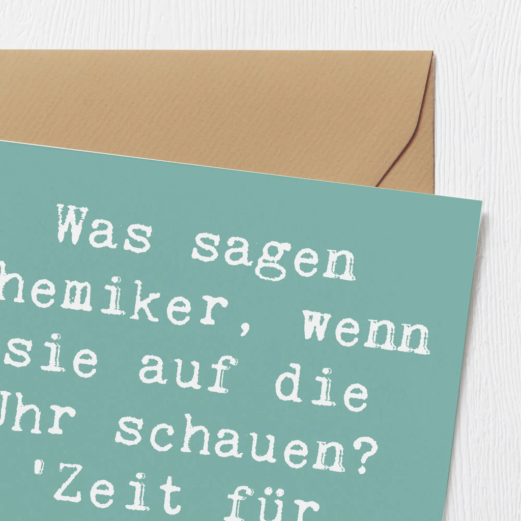 Deluxe Card Saying Was sagen Chemiker, wenn sie auf die Uhr schauen? 'Zeit für eine kleine Reaktion!' Karte, Grußkarte, Hochwertige Klappkarte, Glückwunschkarte, Klappkarte, Einladungskarte, Hochzeitskarte, Geburtstagskarte, Hochwertige Grußkarte, Beruf, Ausbildung, Jubiläum, Abschied, Rente, Kollege, Kollegin, Geschenk, Schenken, Arbeitskollege, Mitarbeiter, Firma, Danke, Dankeschön