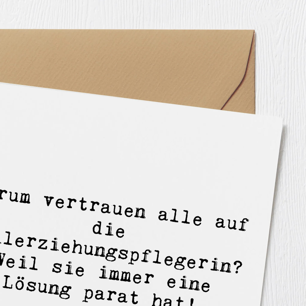 Deluxe Card Saying Warum vertrauen alle auf die Heilerziehungspflegerin? Weil sie immer eine Lösung parat hat! Hochwertige Grußkarte, Hochzeitskarte, Karte, Einladungskarte, Glückwunschkarte, Grußkarte, Klappkarte, Geburtstagskarte, Hochwertige Klappkarte, Beruf, Ausbildung, Jubiläum, Abschied, Rente, Kollege, Kollegin, Geschenk, Schenken, Arbeitskollege, Mitarbeiter, Firma, Danke, Dankeschön