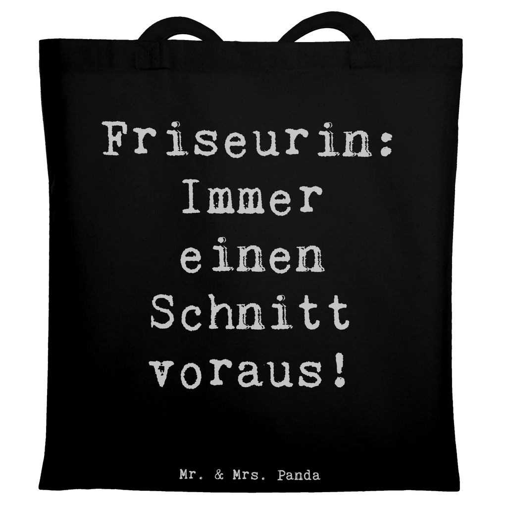 Tote bag Saying Friseurin: Immer einen Schnitt voraus! Strandtasche, Stofftasche, Schultertasche, Beutel, Tragetasche, Beuteltasche, Einkaufstasche, Badetasche, Tasche, Laptoptasche, Umhängetasche, Jutebeutel, Stoffbeutel, Einkaufstüte, Shopper, Jutetasche, Beruf, Ausbildung, Jubiläum, Abschied, Rente, Kollege, Kollegin, Geschenk, Schenken, Arbeitskollege, Mitarbeiter, Firma, Danke, Dankeschön