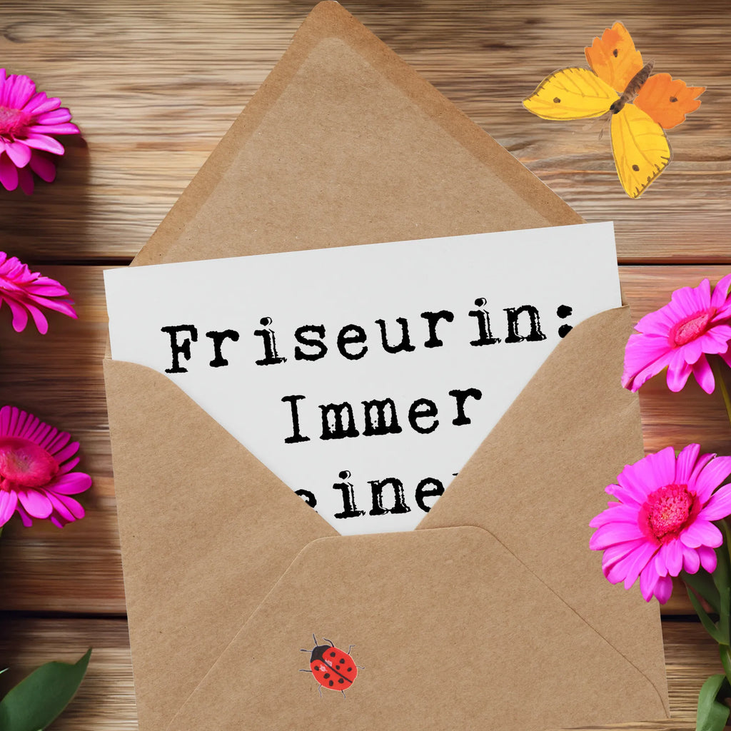 Deluxe Karte Spruch Friseurin Kunst Einladungskarte, Klappkarte, Hochwertige Klappkarte, Grußkarte, Karte, Hochwertige Grußkarte, Glückwunschkarte, Hochzeitskarte, Geburtstagskarte, Beruf, Ausbildung, Jubiläum, Abschied, Rente, Kollege, Kollegin, Geschenk, Schenken, Arbeitskollege, Mitarbeiter, Firma, Danke, Dankeschön